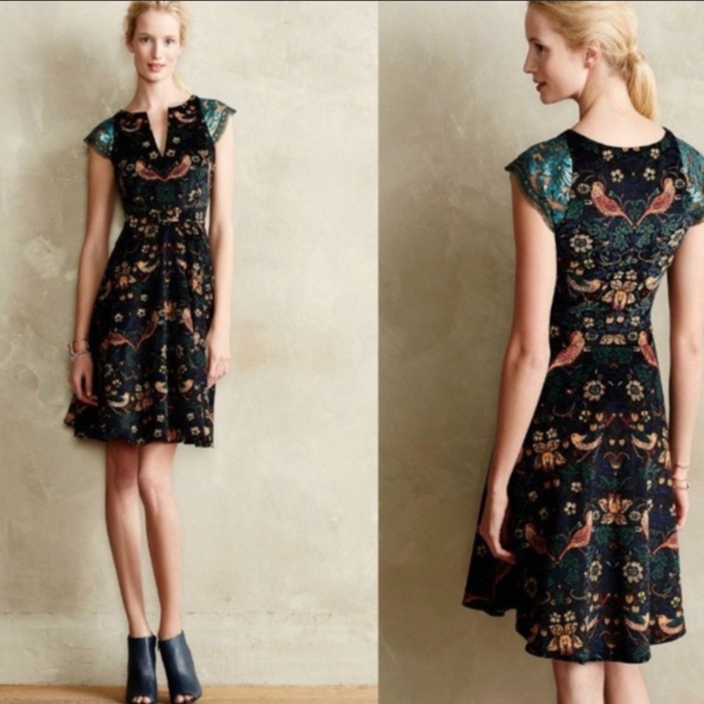 Eva Franco Larksong corduroy sequin dress. Size 6. Anthropologie.